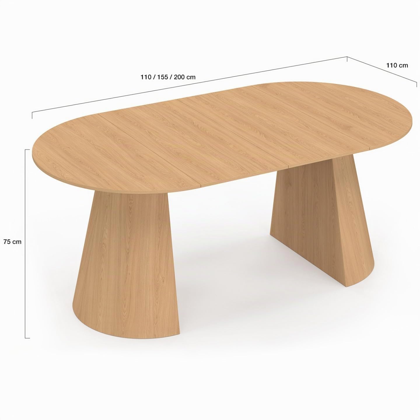 IDMarket – Mesa de comedor redonda extensible Angele 4-10 personas madera efecto haya 110-200 cm