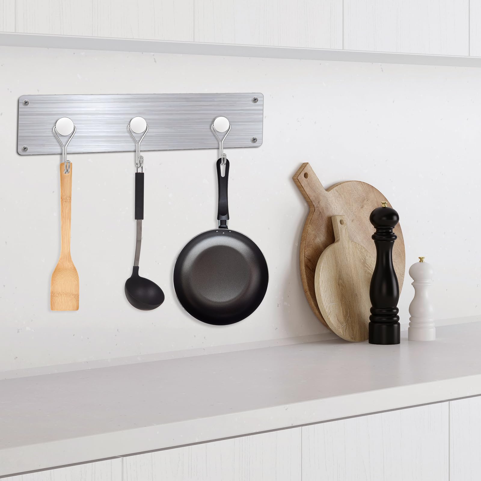 MOGADEE® Ganci magnetici, 6 pezzi ganci magnetici argento extra forti per cucina, gadget, camera da letto, armadietti, ufficio, frigorifero, appendere luci decorative, barbecue, attrezzi da giardino –
