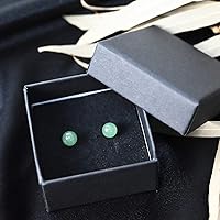 Vista 8 de Aretes de jade, aretes de jade verde para mujer, aretes de plata de ley 925 para orejas sensibles, joyería de jade para mujeres y hombres Plateado