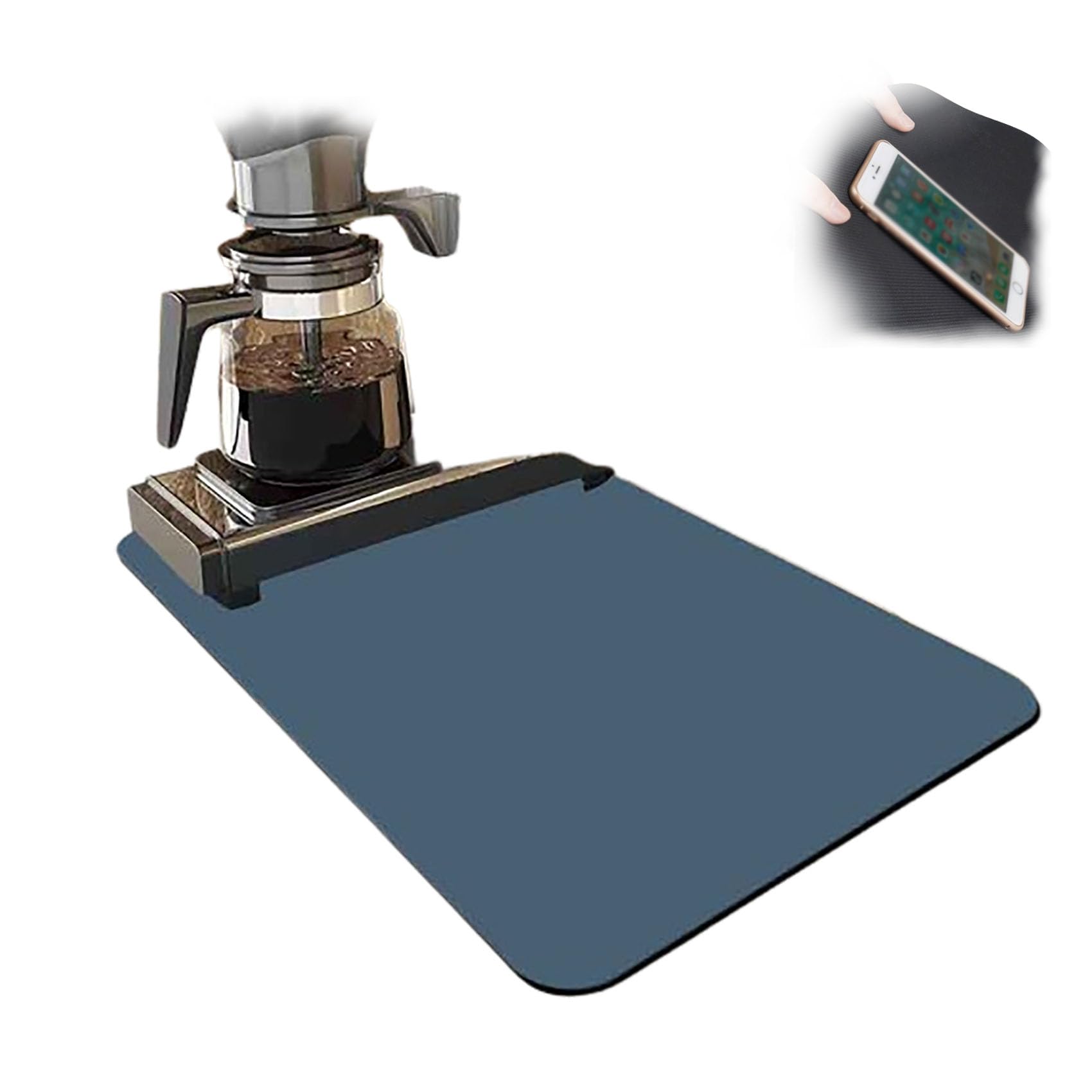 WEJDYKG Kitchen Super Absorbent Draining Mat, 2024 New Kitchen Super Absorbent Draining Mat, Foldable Dish Drying Mat, No Water Marks Coffee Mat (Dark Blue,30x40cm)