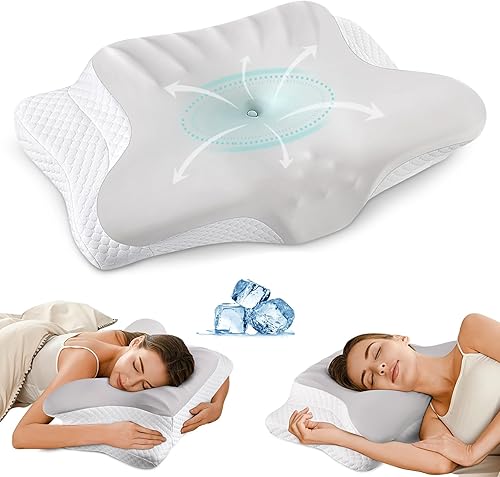 Miniatura 10 de Almohada cervical para el alivio del dolor de cuello - Almohada ergonómica para dormir, almohada para dormir de lado para adultos, almohada cervical