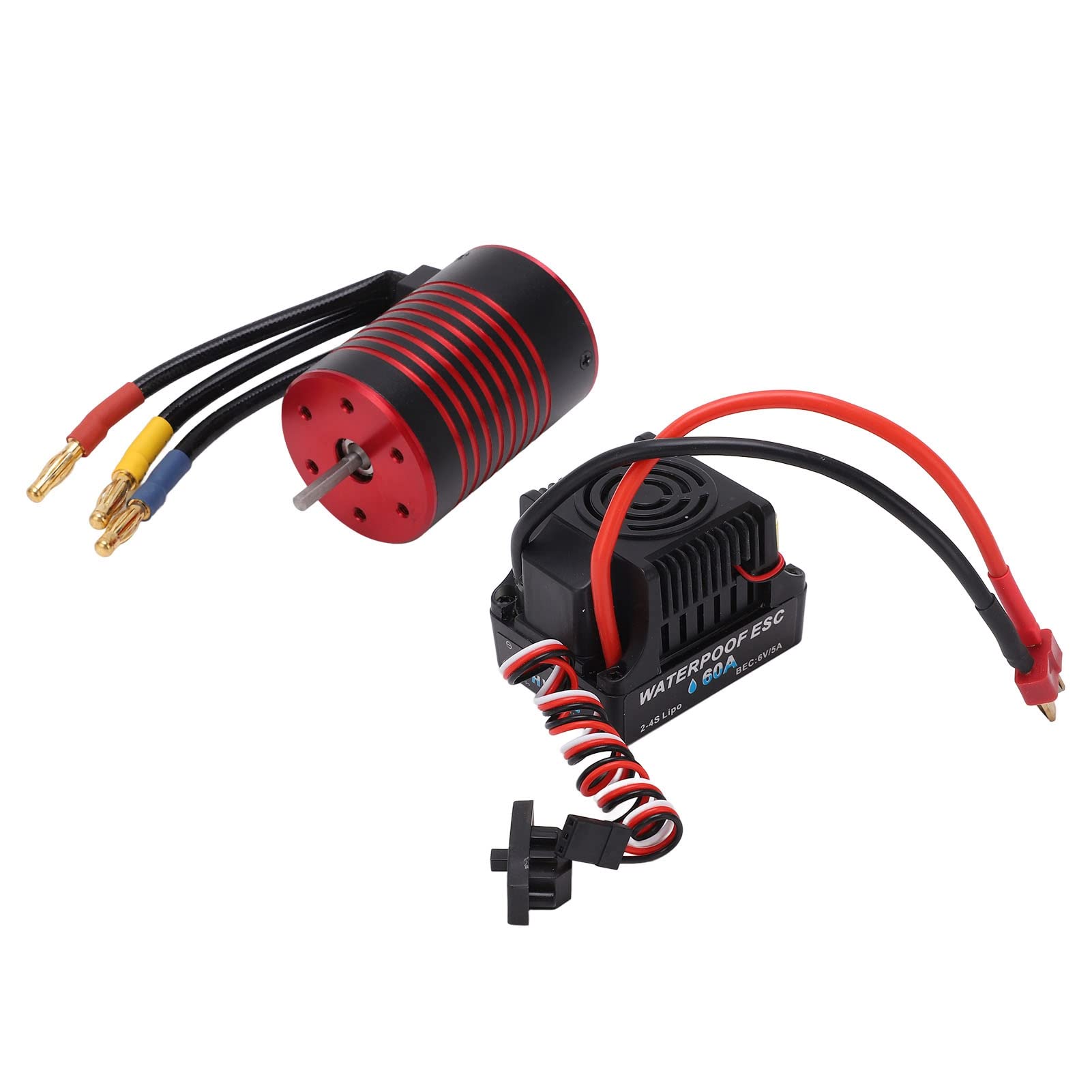 Set motore senza brushless, impermeabile, ESC Brushless, regolatore di velocità elettrico, 60 A, ESC 1/10, 4 poli, per auto giocattolo (3100 KV)
