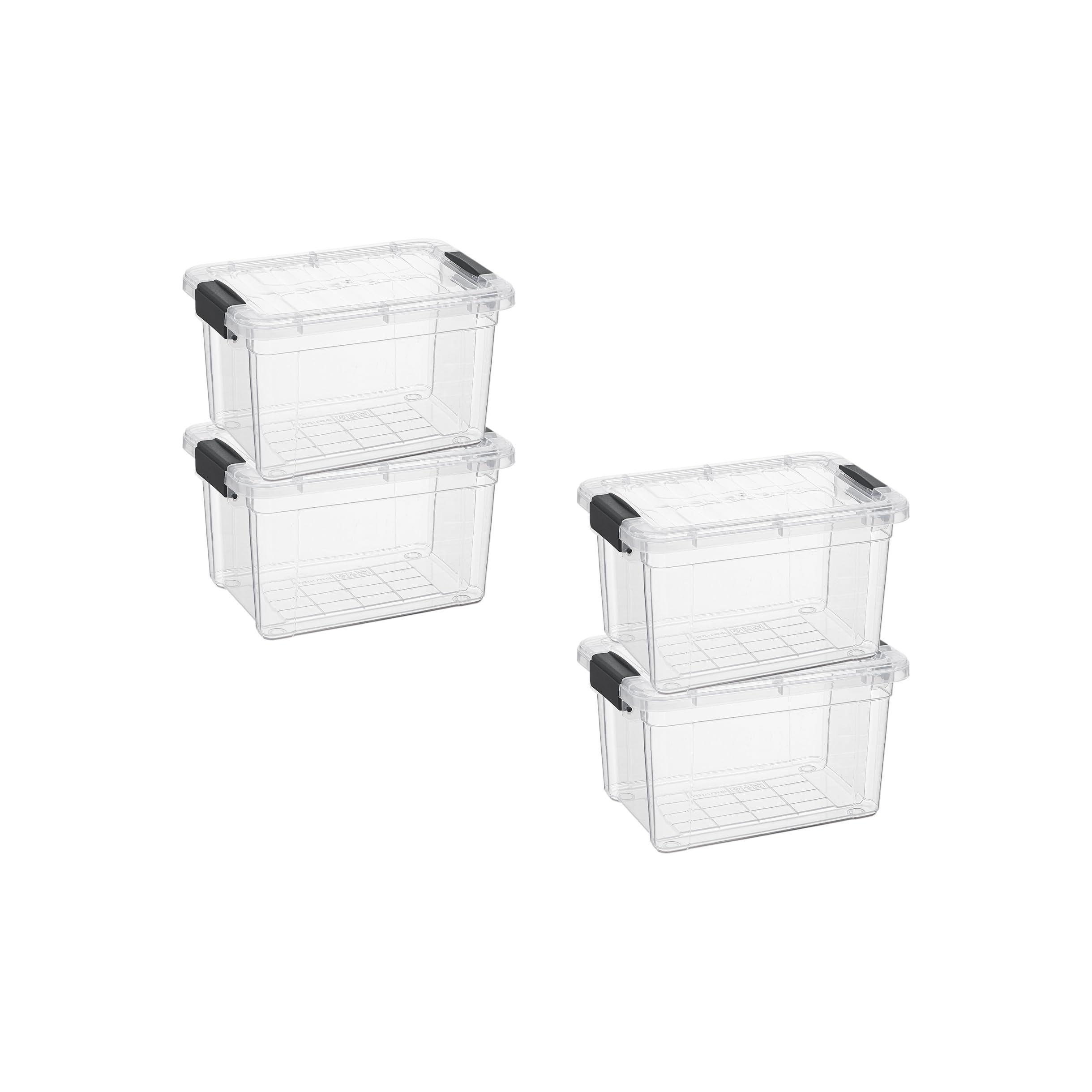 Superio 1.4 Quart Mini Clear Plastic Storage Container with Lid, Stackable Small Organizer Box for Crayons, Art Supplies, Beads, Sewing, Stationery &amp; Food Storage, 4 Pack
