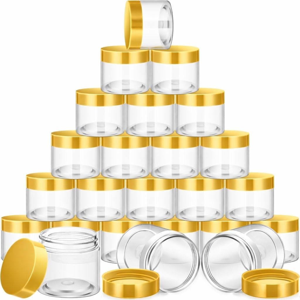 200ML Plastic Jar Empty Clear with Golden Lid | Leak Proof Round Refillable Storage Containers Wide Mouth for Honey Cosmetic Liquid Craft Creams nd Food Items (Pack of 10 Pcs)-image-5