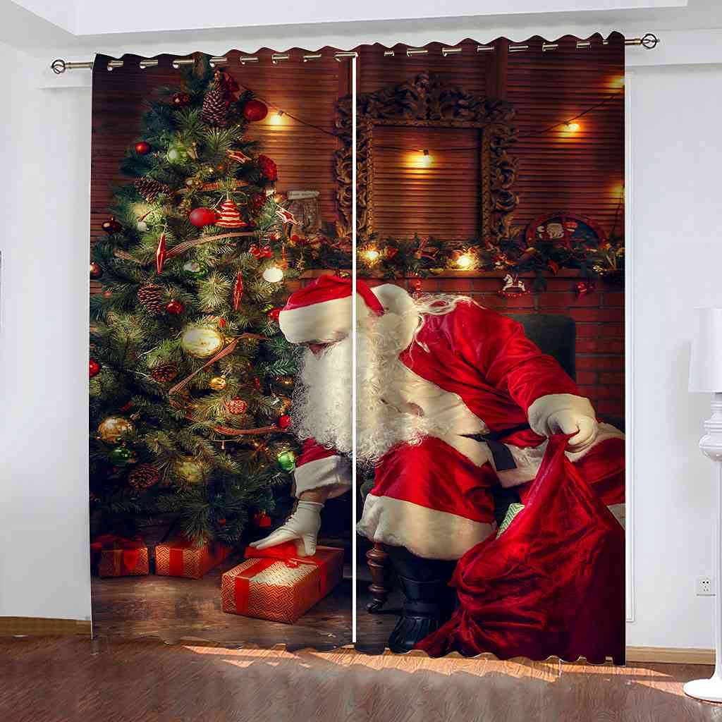 Rideaux occultants d'enfant 3D motif Père Noël isolant phonique 264x242