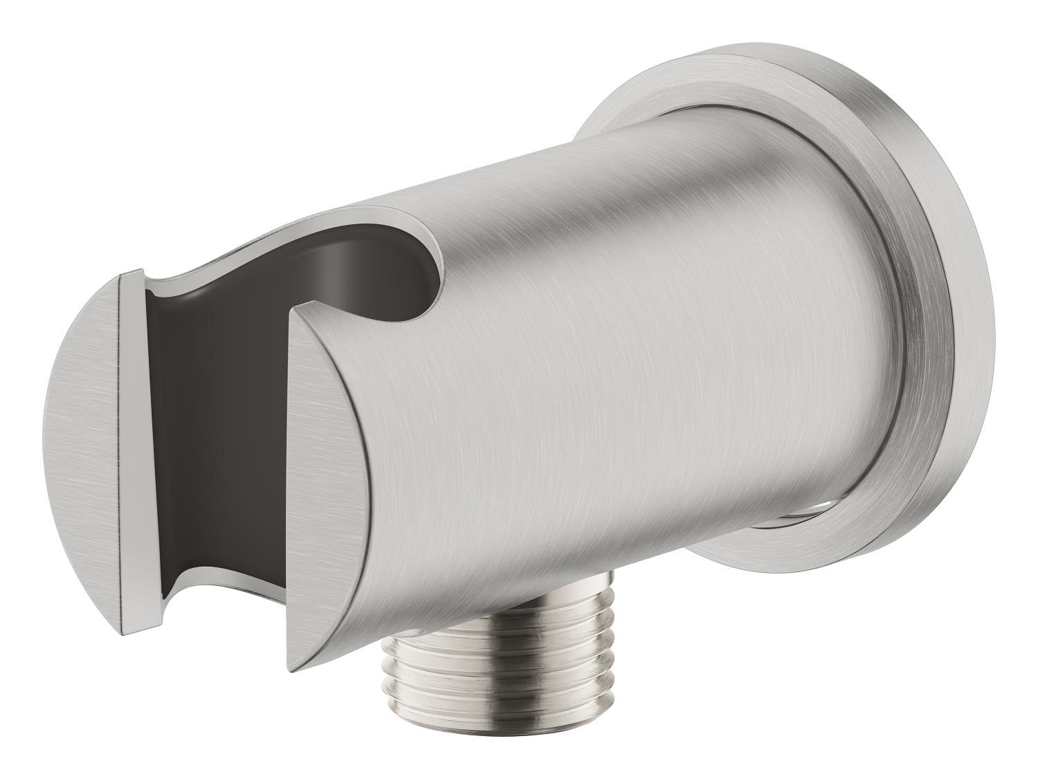 GROHE Rainshower Raccordo erogatore con supporto per doccetta e rosetta tonda Ø 48 mm, attacco filettato maschio da 1/2", installazione a parete, finitura Cromo Spazzolato, 26658DC0