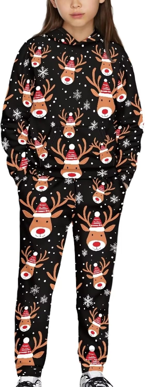 Teen Girls 2 Piece Jogging Set Athletic Pullover Hoodie Sweatshirt Lounge Sets Girls' Sweatsuits Kids Tracksuits