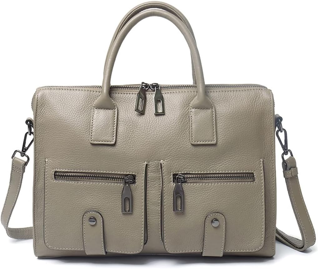 Korean Version Of The First Layer Of Cowhide Commuter Office Handbag Leather Large Capacity Briefcase