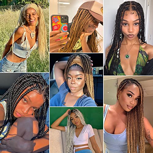 Soku Pre Stretched Braiding Hair Extensions 24 Inch - 8 Packs Strawberry Honey Blonde Box Braids Synthetic Professional Crochet Ez Braid Neat Yaki Texture Hot Water Setting #TOP6