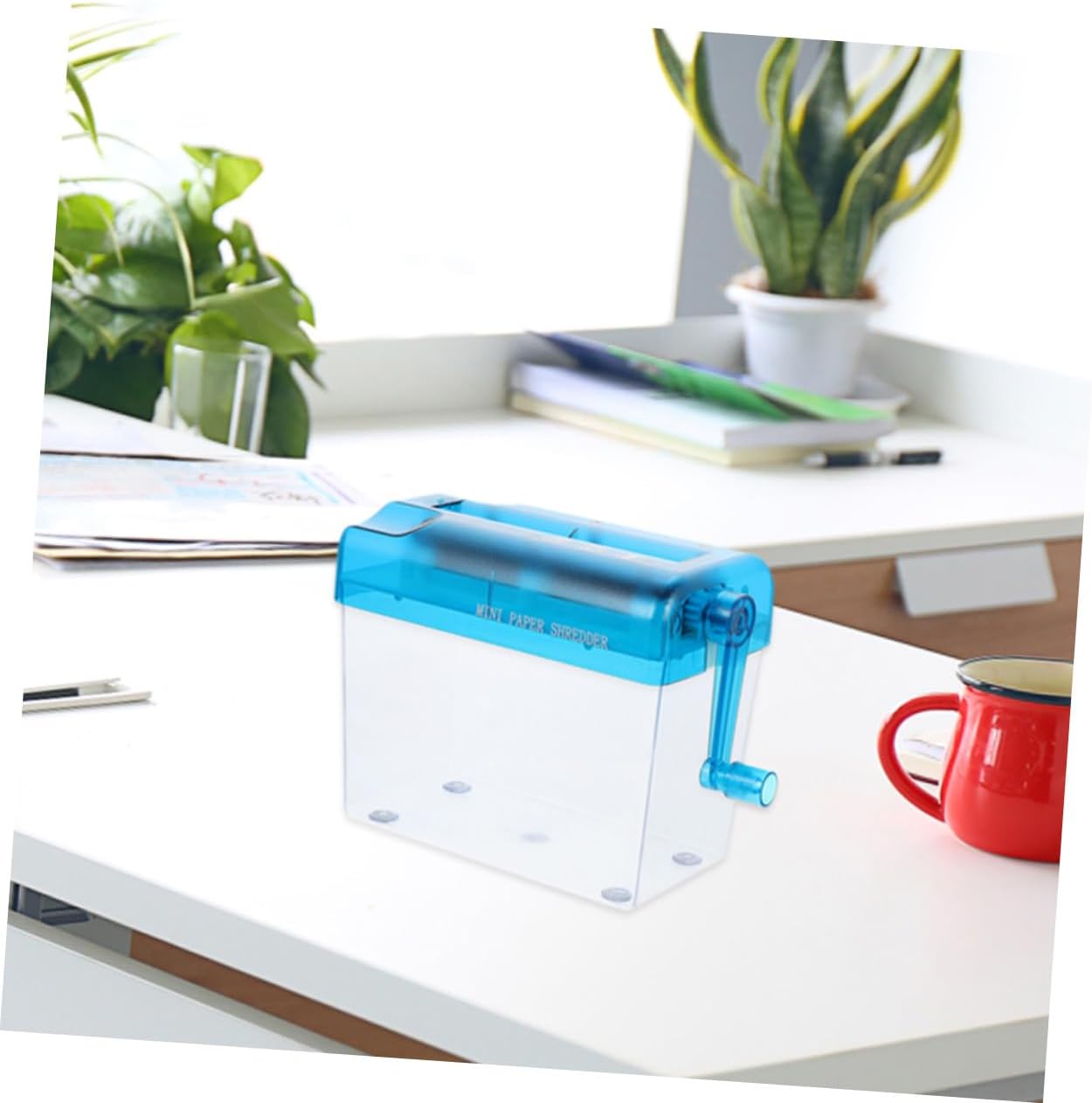 Portable Manual Paper Shredder 2pcs Handheld Home Office Desktop Document Cutter in Pink and Blue