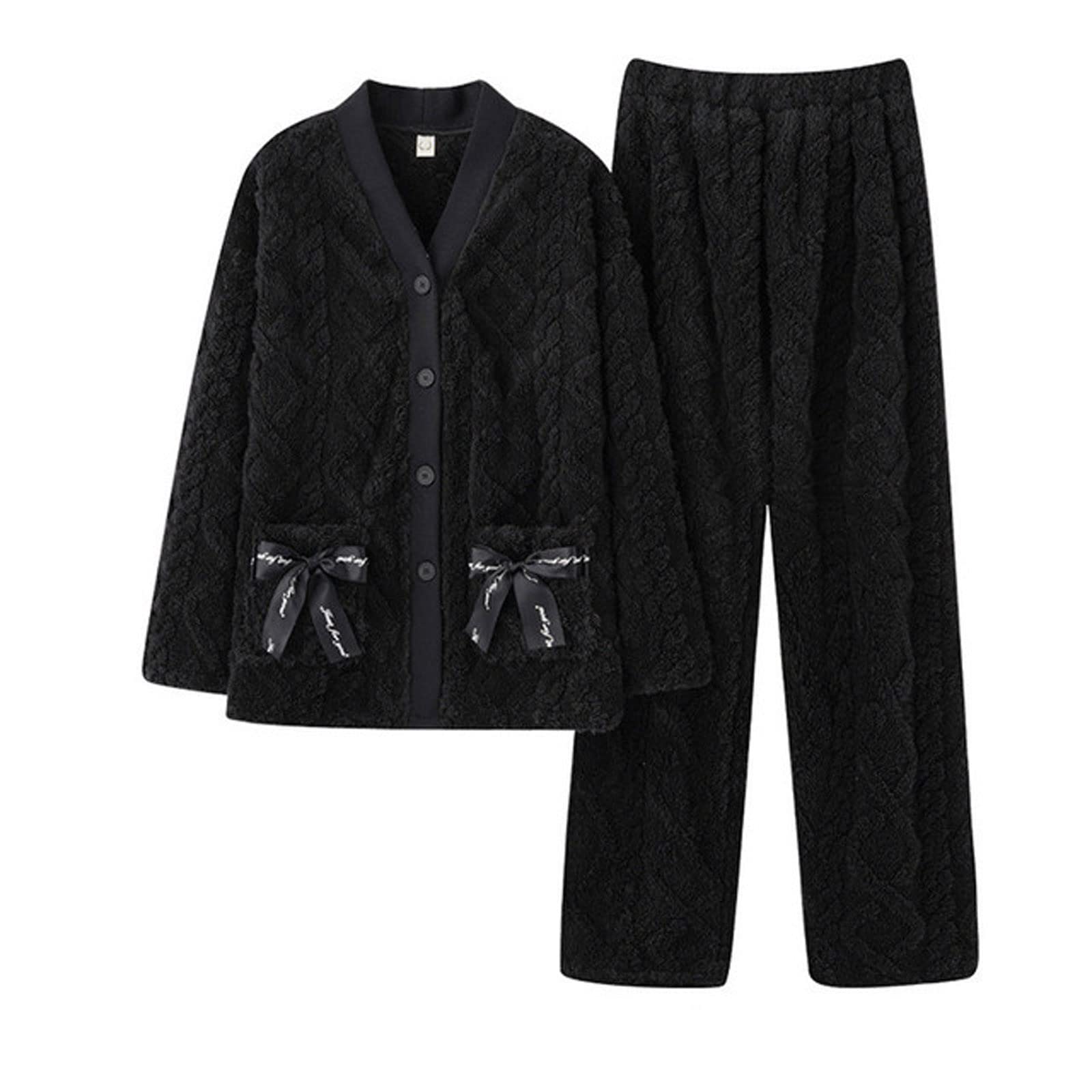 Zestaw piżam damskich Miękka bielizna nocna Pjs Flanelowa ocieplana piżama damska zimowa piżama zestaw bielizna nocna damska odzież domowa na co dzień PJ Set Loungewear Bielizna nocna (Color : F, Si