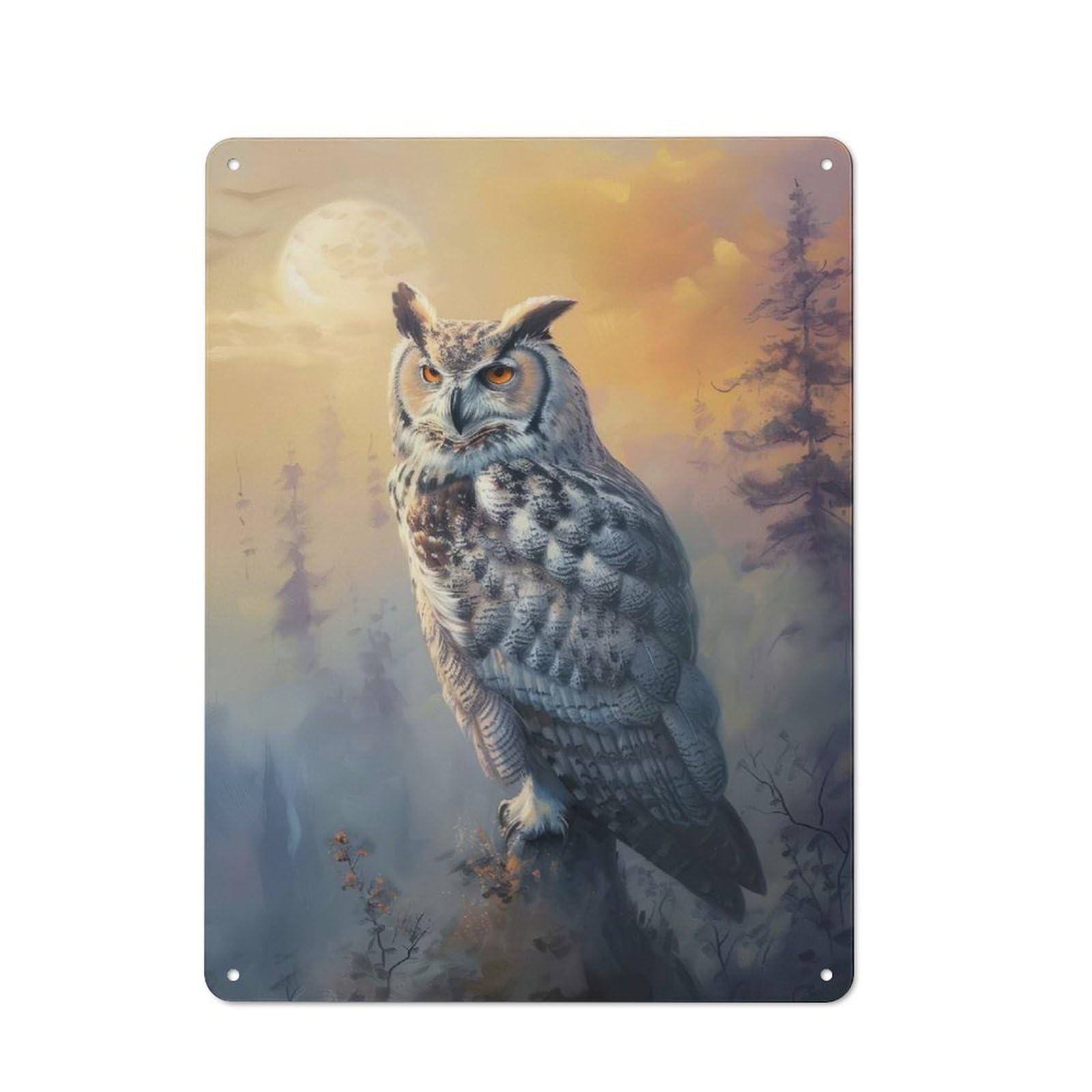 Junmoney Style-5 Kitchen Metal Sign With Foggy Dawn Owl Design 40X30cm, Cosy Kitchen Wall Decor For Coffee Bar, Kitchen, Bistro Or Tea Corner