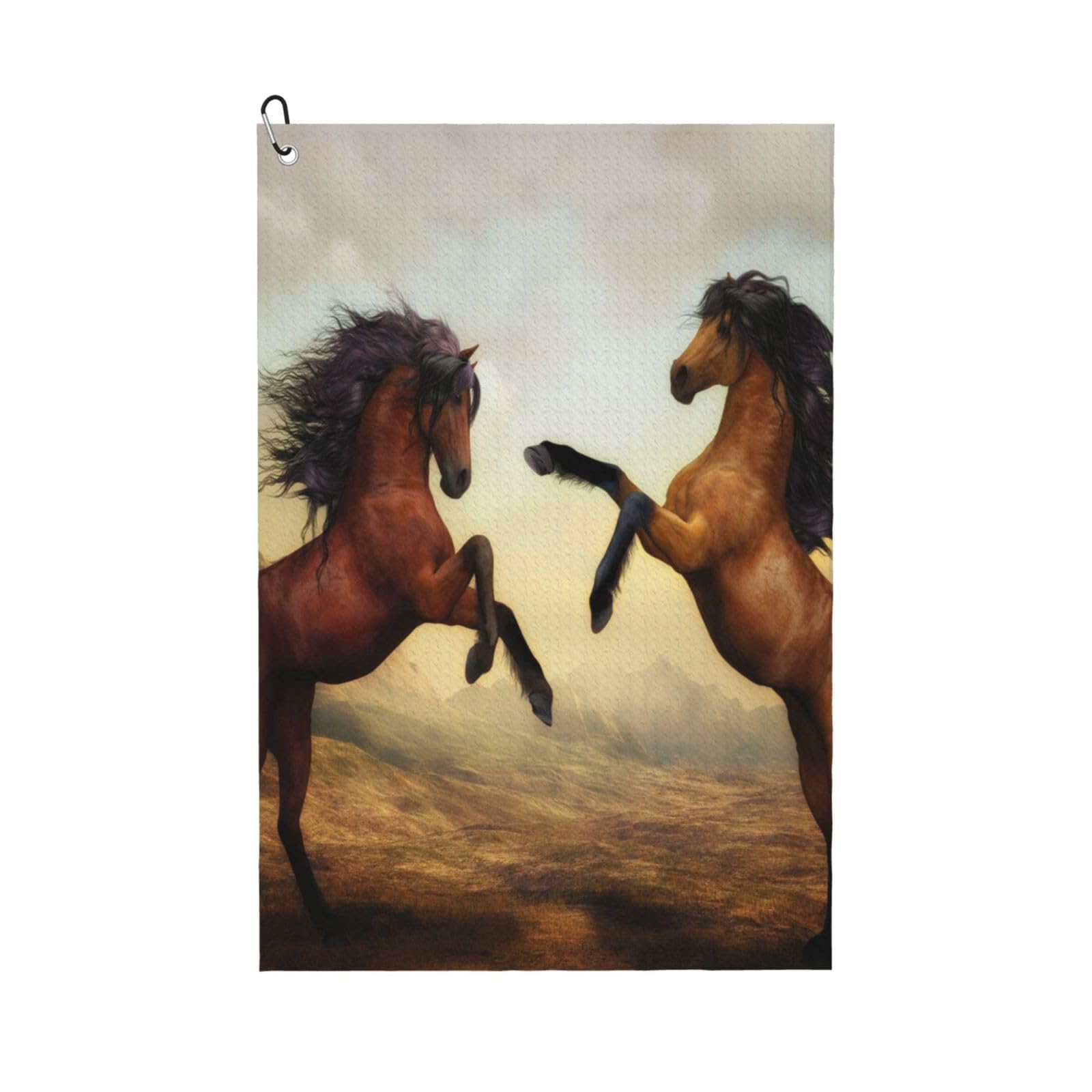 Hnnkloy Jumping Horse Printed, 16x24 in Portable Waffle Golf Towels with Carabiner Clip for Golf Bag