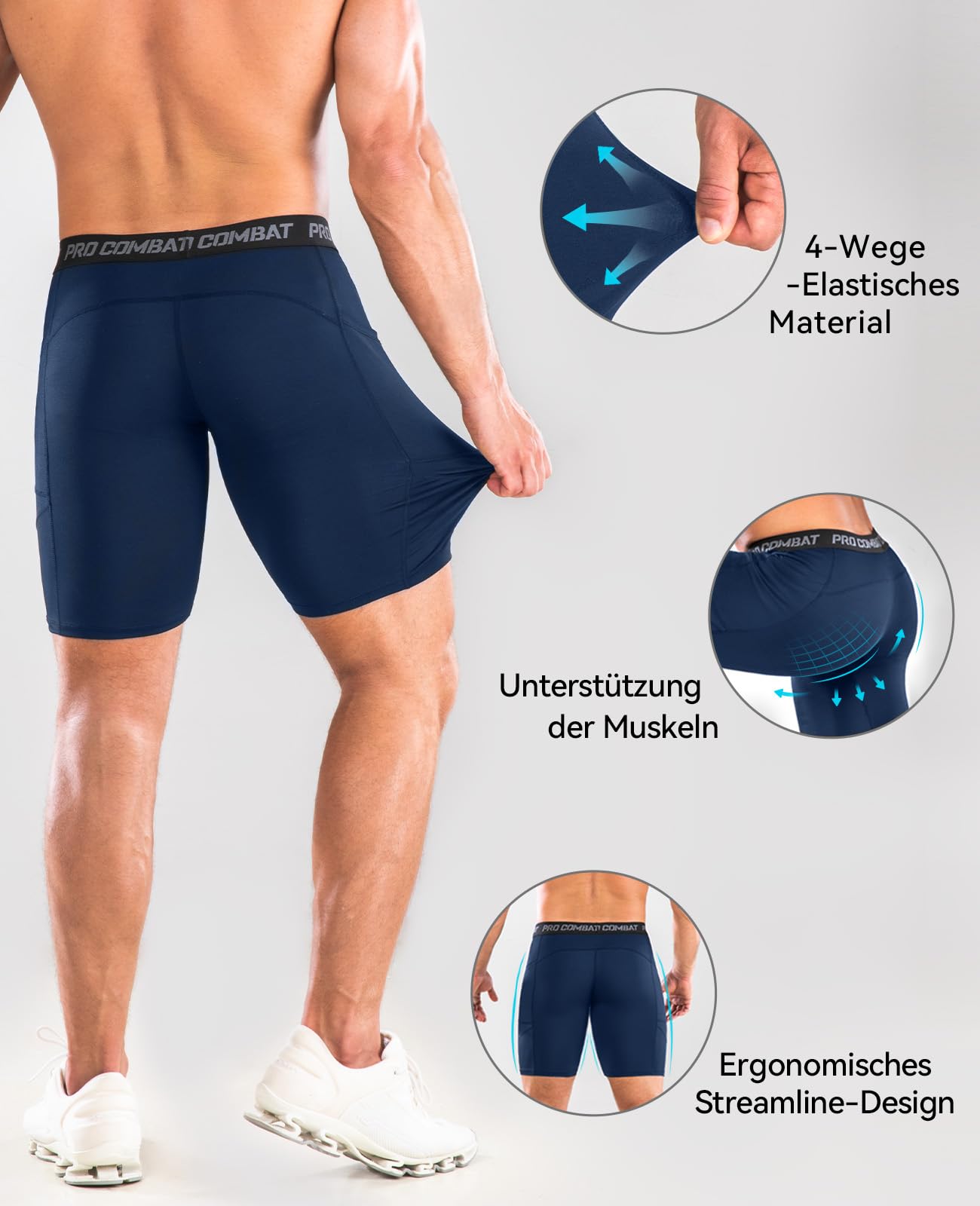 Niksa 1/3 Piezas Mallas Running Hombre Mallas Cortas Hombre Pantalones Cortos Entrenamiento con Bolsillo para Celular Secado Rápido Transpirable Pantalones Cortos