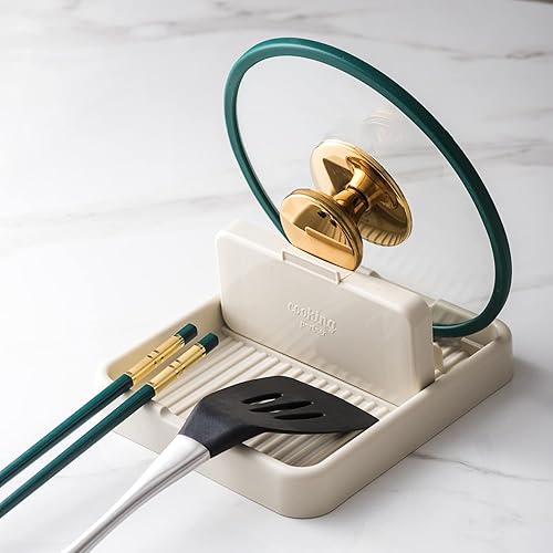 Miniatura 2 de 2 soportes para cucharas con soporte para tapa para estufa, cucharón de cocina, cucharón de cocina, tapa de olla para encimera de cocina, soporte de