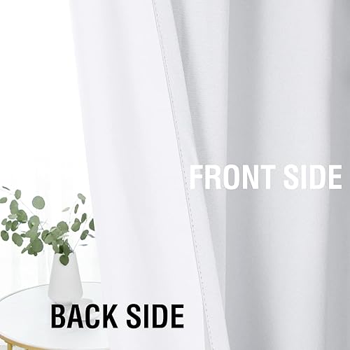 Miniatura 5 de H.VERSAILTEX Cortinas 100% opacas con aspecto de lino de 54 pulgadas de largo para dormitorio, bloqueo de luz completa, bolsillo para barra,