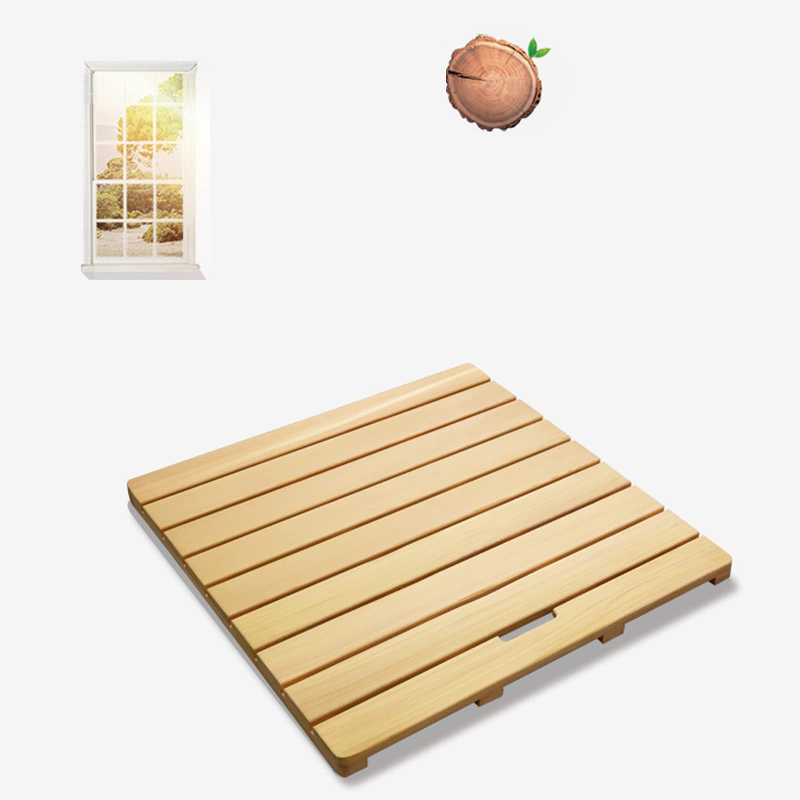 Alfombrilla de ducha natural, alfombrilla de baño de madera, alfombrilla de ducha natural, alfombrilla de baño de bambú multiusos, diseño de listones, con patas de goma antideslizantes, para un fác