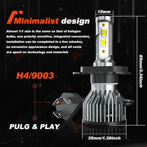 Miniatura 4 de APLJZHZQ Compatible con bombillas LED para faros delanteros Honda Fit H4 HiLo Beam 2007-2018 + bombillas antiniebla H11, Plug and Play, 6000
