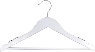NAHANCO 20917WB, 17â€ Premium Wooden Suit Hanger, Low Gloss Whitewash â€“ 100/CTN