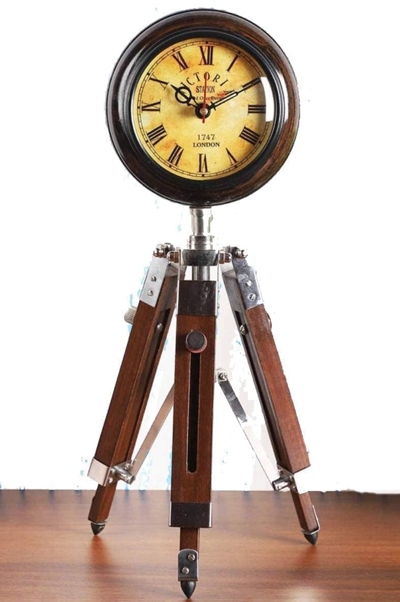 GEE Antique Desk Shelf Clock Wooden Antique Stylish Table Clock for Home Decoration Office Desk Study Table Decorative Gift Item