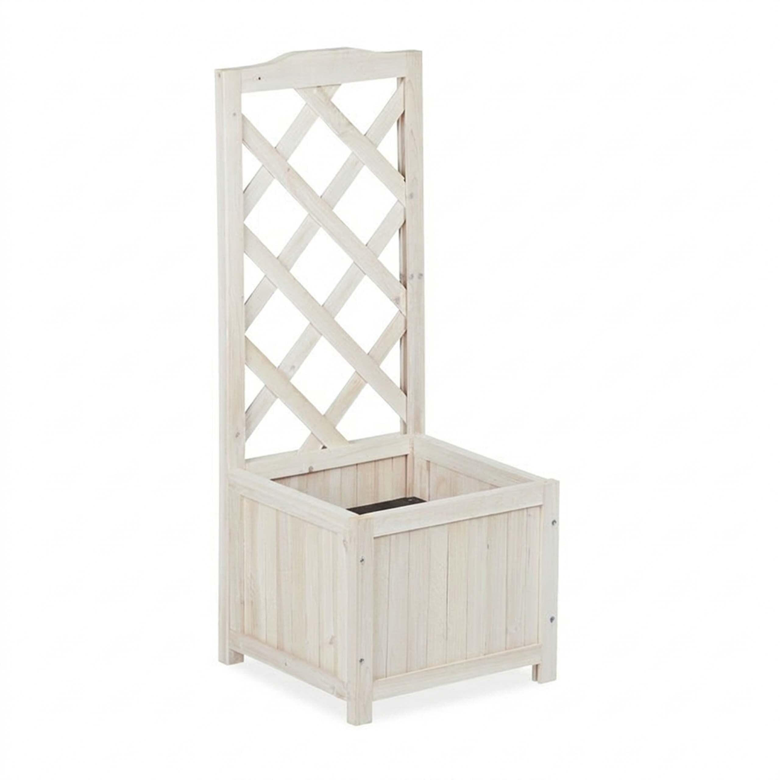 Relaxdays Fioriera con Spalliera, Impermeabile, in Legno, per Balcone, Giardino, Rose, Portavasi 20 l, 90 cm, Bianco
