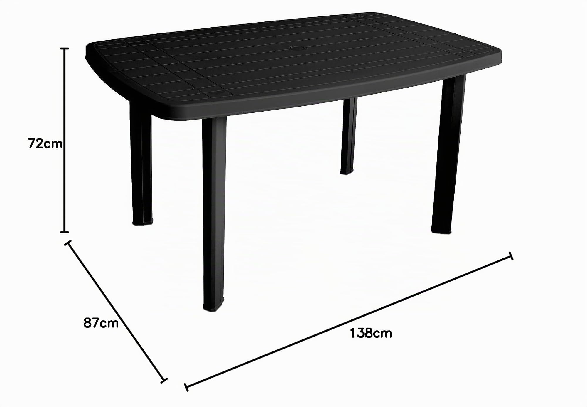 Urban Living SUNNYDAYS LE PLASTIK - TAVOLO DA GIARDINO FARO GRIGIO ANTRACITE 140X90XH72CM