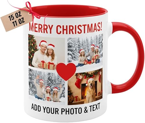 Vista 12 de Tazas de café personalizadas - Texto personalizado, foto, logotipo, imagen de collage, nombre inicial taza de monograma y tazas mágicas de cerámica