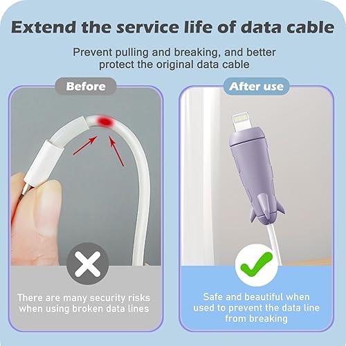 Miniatura 3 de CameCosy Funda protectora de cable 2 en 1 compatible con iPhone, Android, cable USB tipo C, 2 unidades de silicona estirable para cargador de cable,