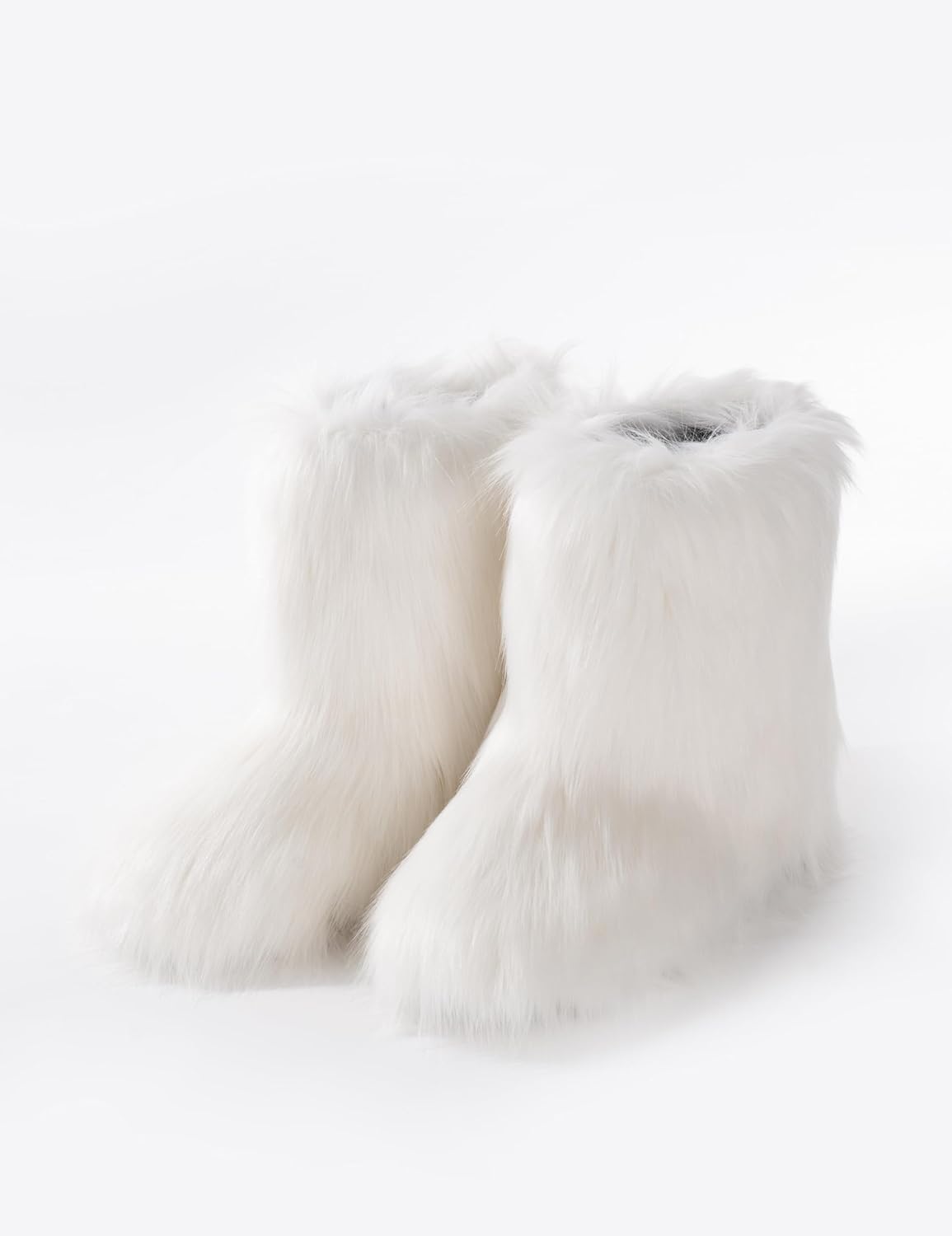 ZVC Women's Faux Fur Boots Furry Comfortable Snow Boots Warm Fluffy Winter Boot Fuzzy Mid-Calf Boot Outdoor Indoor Flat Shoes - Image 4