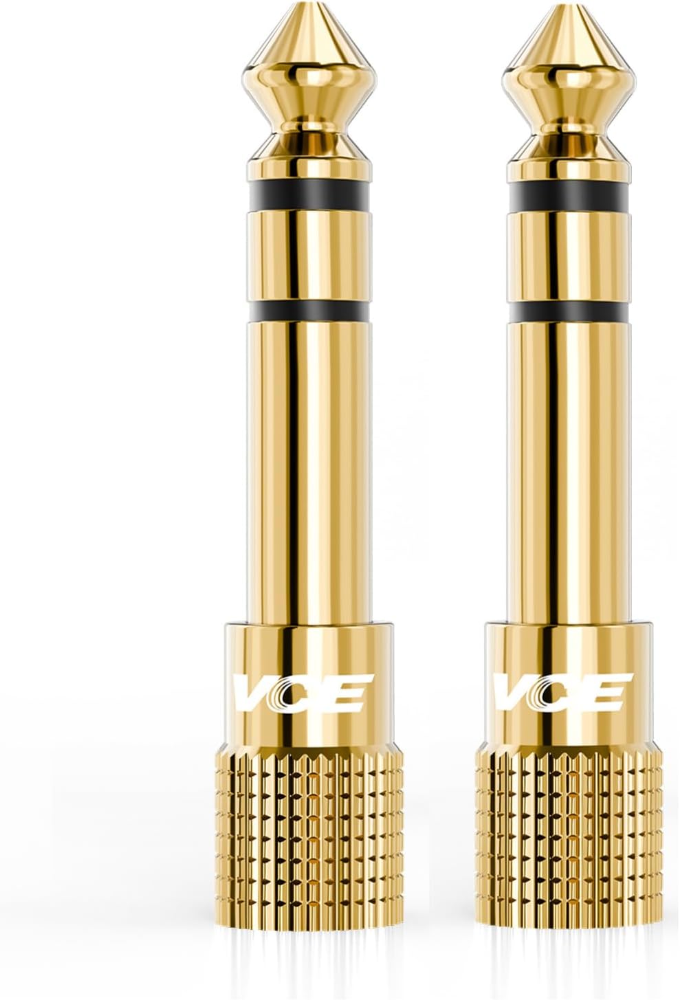 VCE 6.35mm Male to 3.5mm Female 1/4 inch to 1/8 inch 24K Stereo Audio Jack Adapter for Aux Cable, Guitar Amplifier, Headphone, 2 Pack