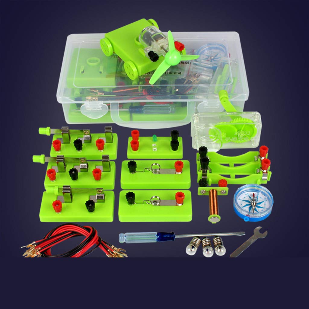 Kit de iniciación de aprendizaje de circuito eléctrico de física, laboratorio de ciencias, kit de educación para experimentos básicos de electricidad, magnetismo, guía de estudio de ciencias, escuela