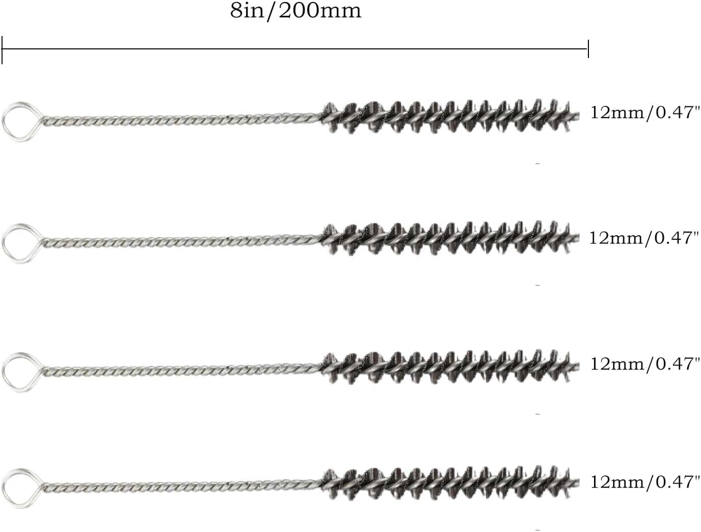 1/2 in Tube Cleaning Lab Brushes Stainless Steel Tube Brushes Bottle Brush Wire Tube Brushes,Wire Cleanling Brushes Straw Cleaner Brush Wire Bottle Brush for Tubes,Bottle,Glass 4 PCS