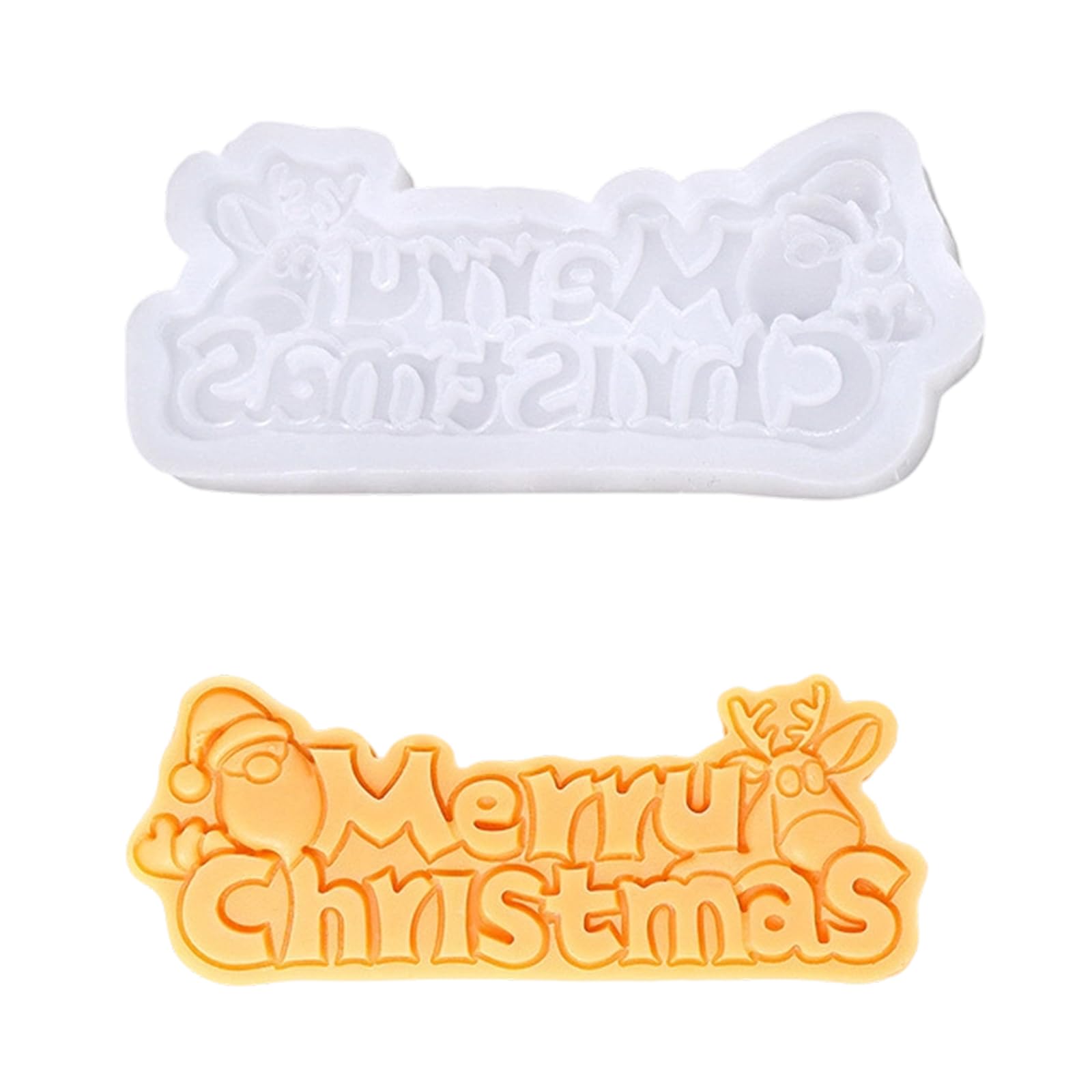 HZBB Holiday Silicone Mold Merry Christmas Silicone Baking Tool for Soap Chocolate Fondant Happy Christmas Mold