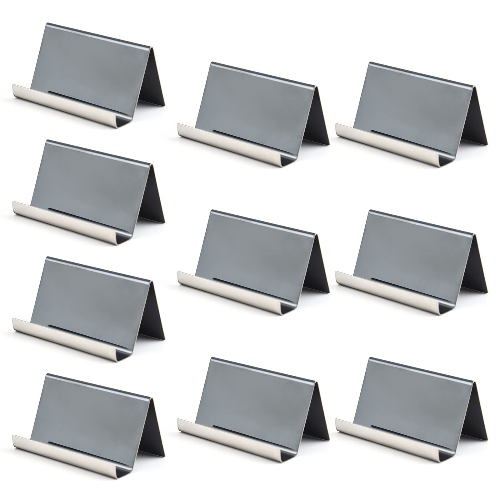 Nucelit Card Holders, 10Pcs 304Stainless Steel Business Card Holder Display Business Stand Desk Display Stand Holder Organizer
