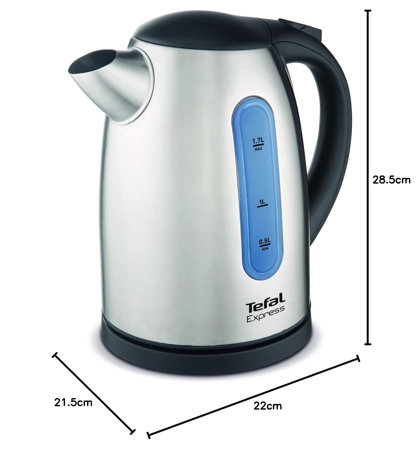 TEFAL Express KI170D40 Czajnik elektryczny 1,7L, Stalowy, Moc 2400W, Wyjmowany filtr, Dwa wskaźniki poziomu wody