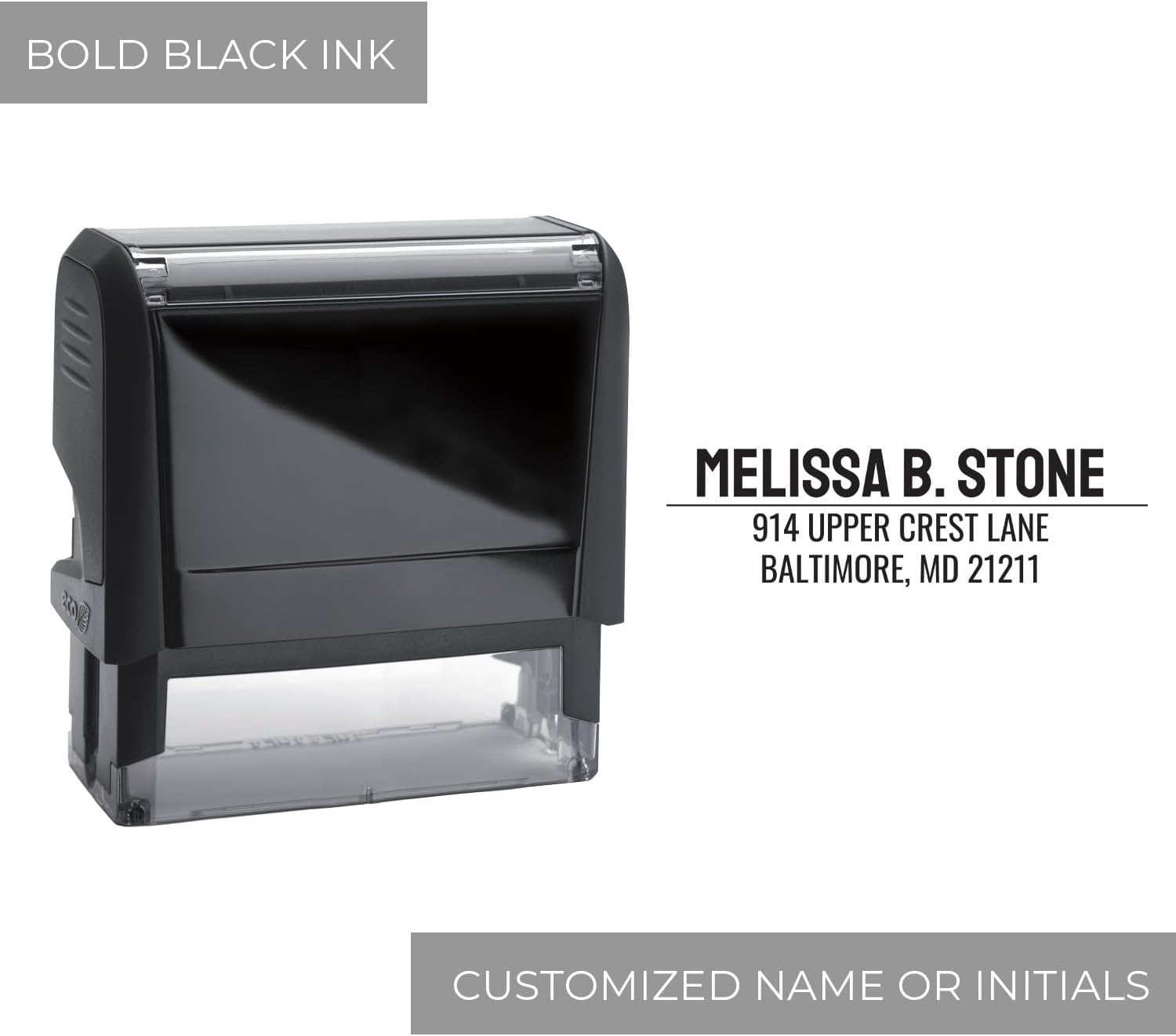 Customized Name and Address Stamp/Self Inking Address Stamp/Bold Personalized Black Ink Stamper/Made in USA