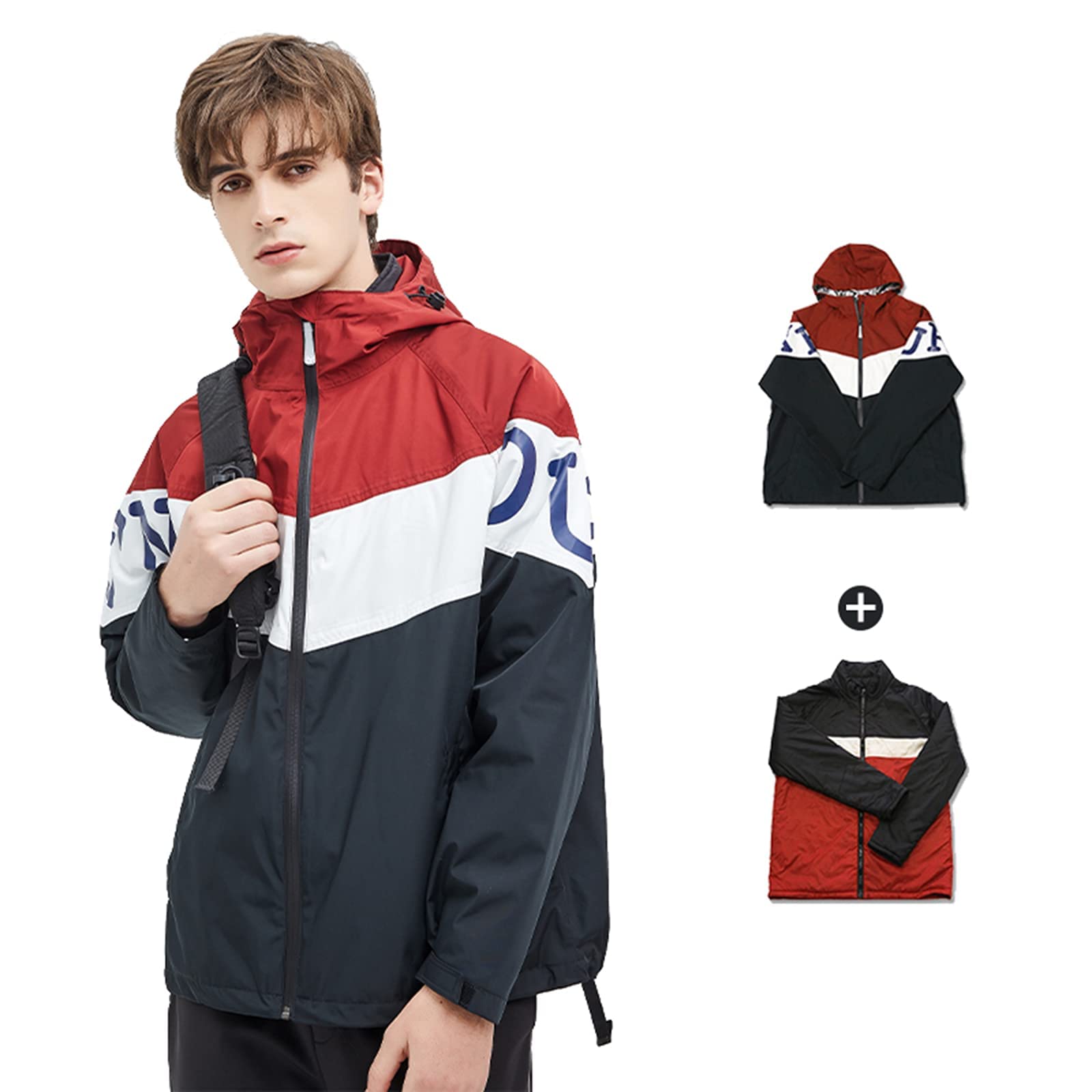 Veste de ski 3 en 1 homme imperméable contre le froid