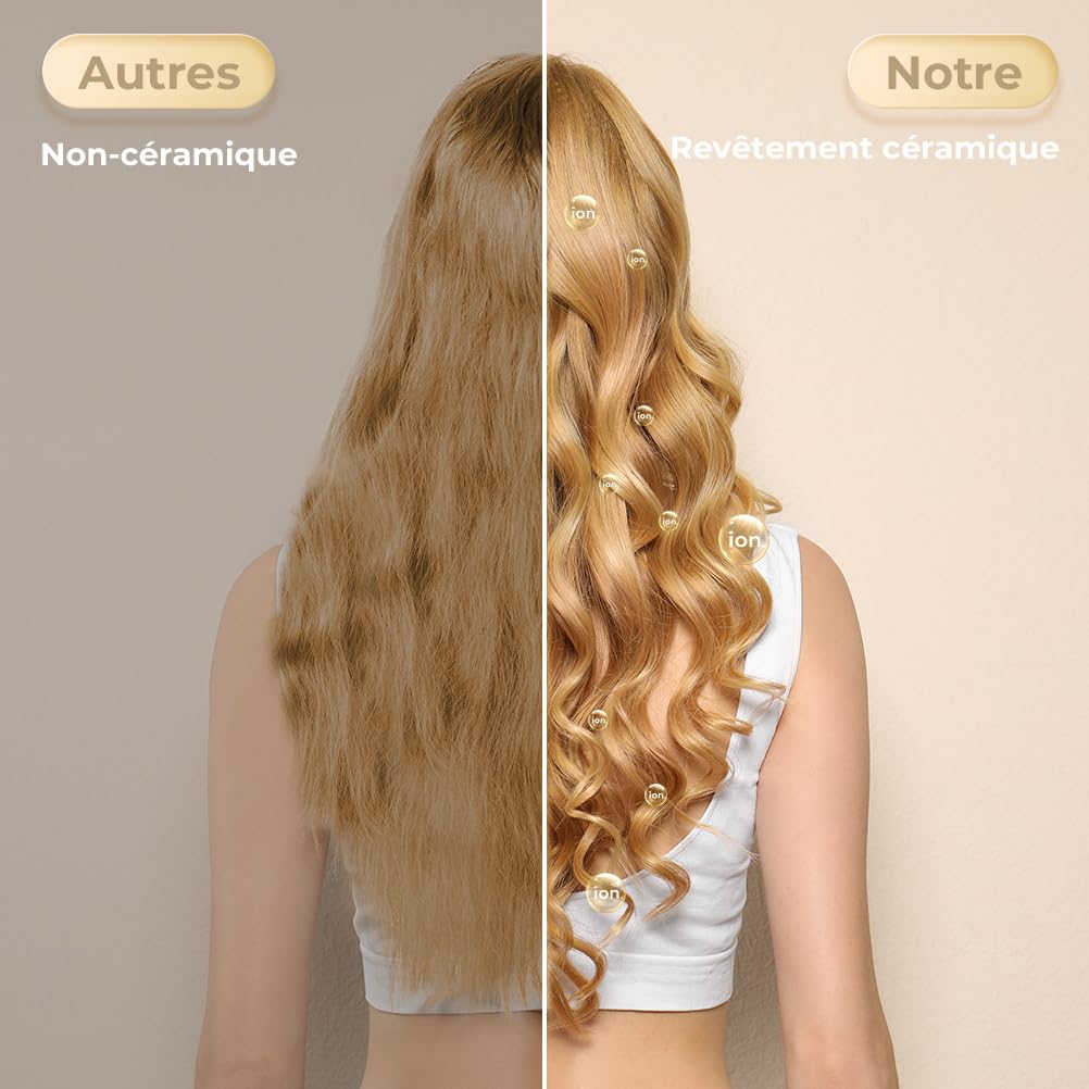 Fer à Boucler Boucleur 5 en 1 Fer à Friser Céramique 80-230℃ Température Réglable Kit Boucleur a Cheveux avec Écran LCD et Gant Noir