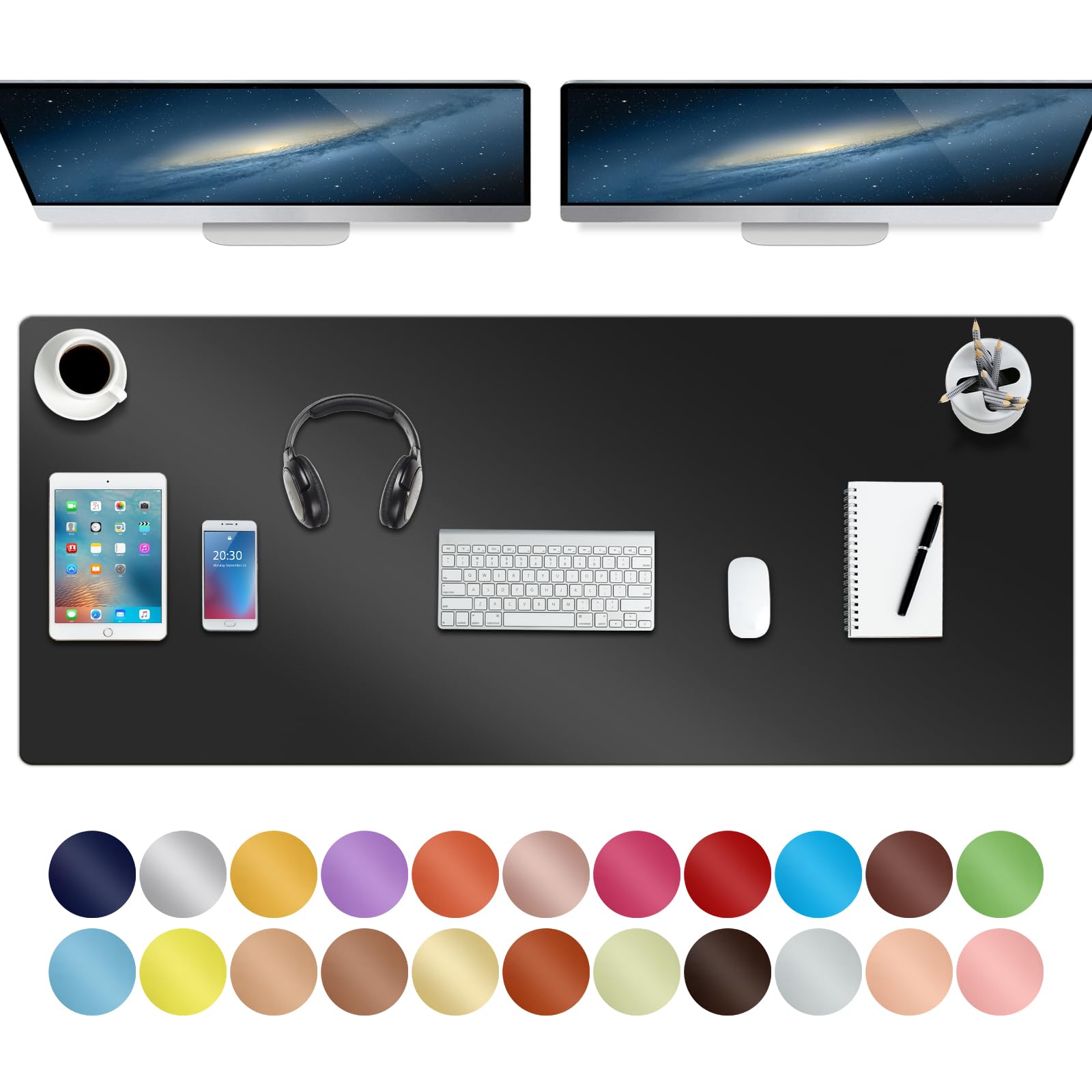 Boutilon Leather Desk Pad 47"x 24" Non-Slip Mouse Pad,Business Desk Pad,Extended Table Protector for Keyboard and Mouse,Desk Writing Pad for Office Home Working Decor (XXXL-Black)