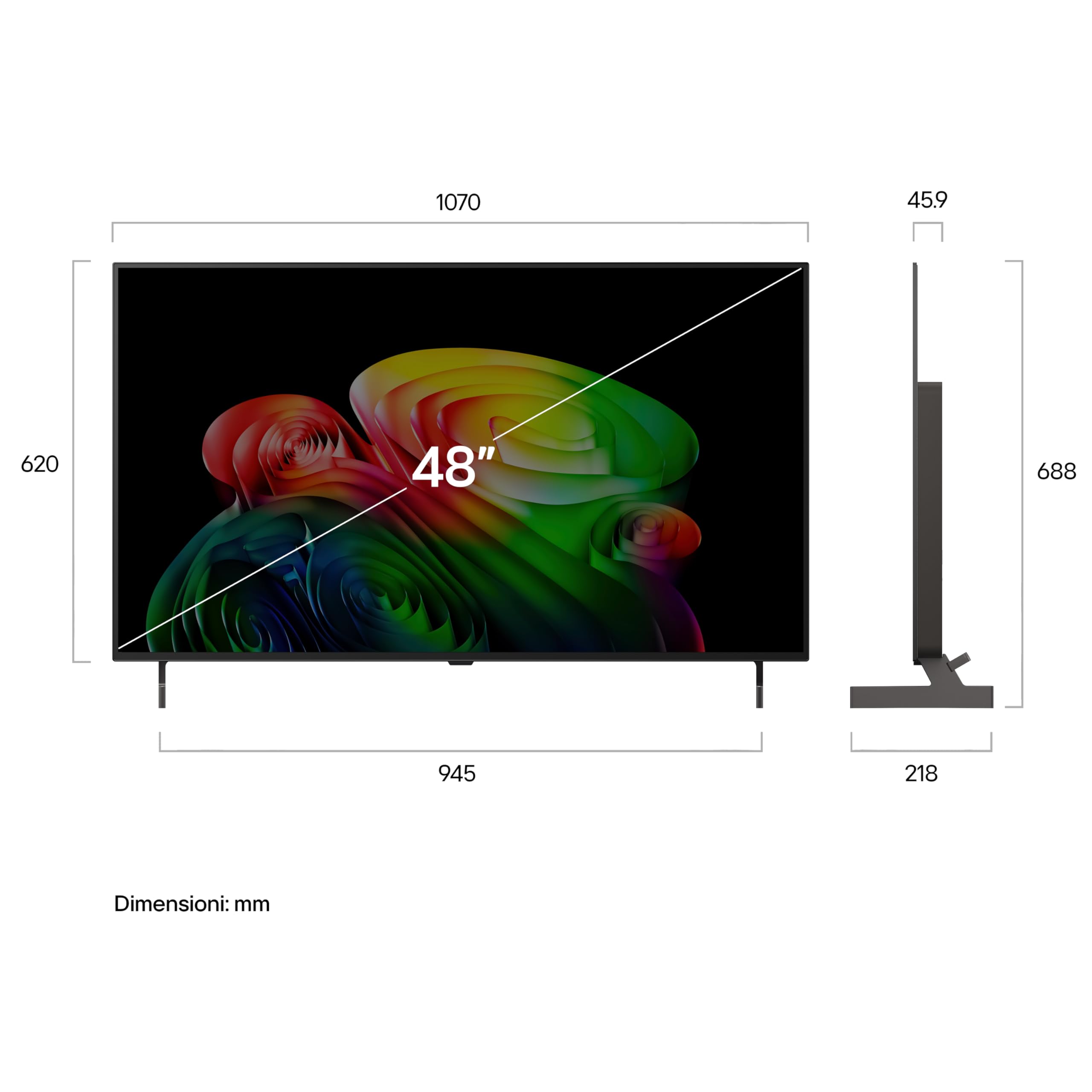 LG OLED AI 48 pollici Serie B6E OLED48B6ELC, Smart TV 4K, Nero perfetto, Dolby Vision & Atmos, Processore α8 Gen3, AI Magic Remote, webOS con Gemini & Copilot, Gaming VRR e G-Sync 4K@120Hz, TV 2026