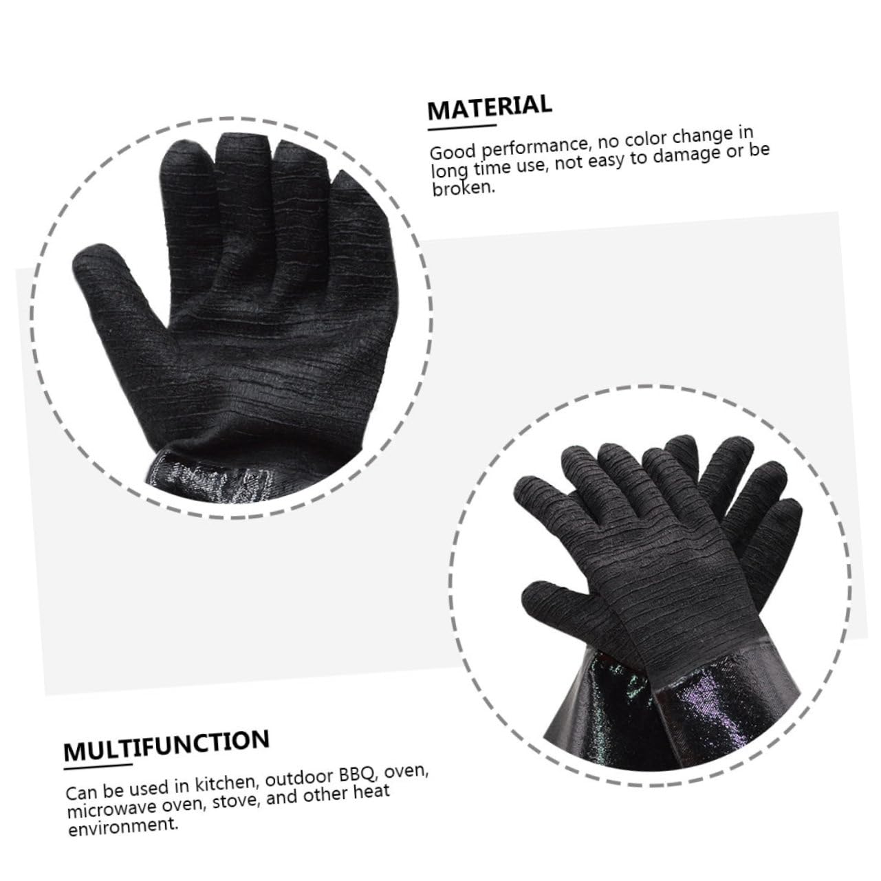 Guanti Ignifughi Resistenti al Calore in Neoprene, 1 Paio Nero | Forno, Barbecue e Cucina, Protezione Polso da Scottature, Riutilizzabili, per Cottura ad Alte Temperature