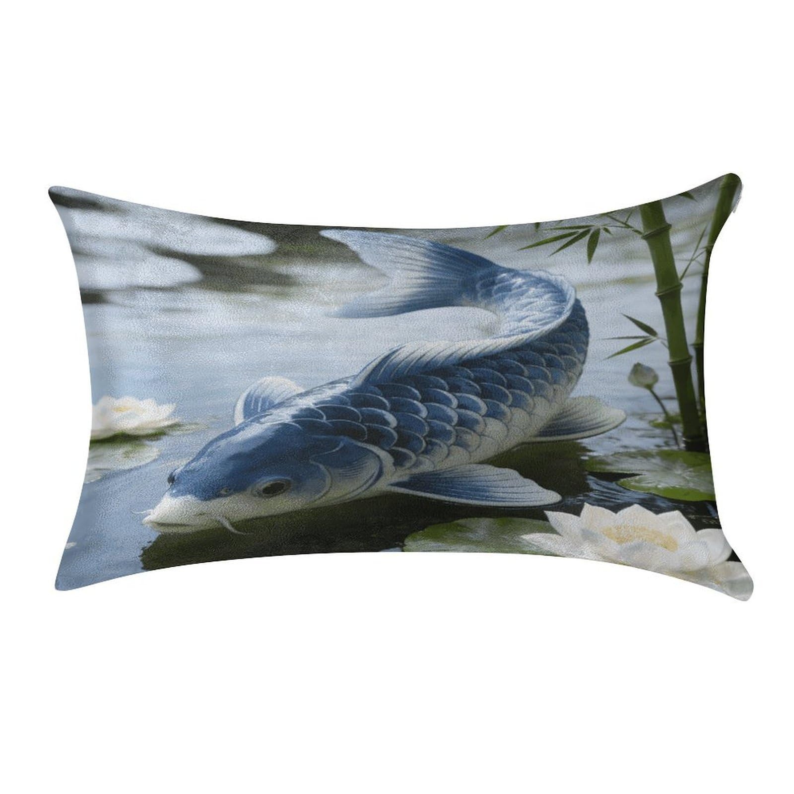 Fodpand Style Koi Fish Japanese Tattoo Pillowcase,Elegant Designed Home Decor,Velvet Pillowcase,Soft And Cozy,Pillow Case Cover With Hidden Zipper For Bedroom, Sofa, Couch