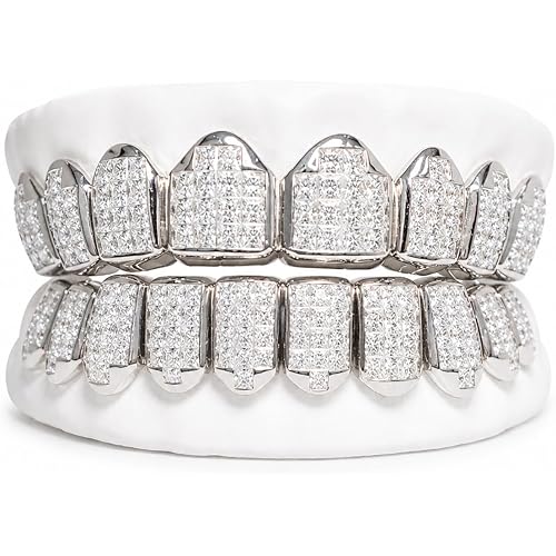 Custom Moissanite Grillz Lab Diamond Grills for Your Teeth for Men Women, Customized Grillz with 18K Gold Plated S925 Silver VVS Certified Bling Luxury Iced Out Hip Hop Jewelry Costume Rapper with Molding Impression Kit Set