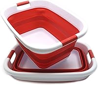 Vista 16 de SAMMART - Canasta plegable de plástico para ropa sucia, recipiente de almacenamiento / organizador, tina de lavado portátil, para ahorro de espacio