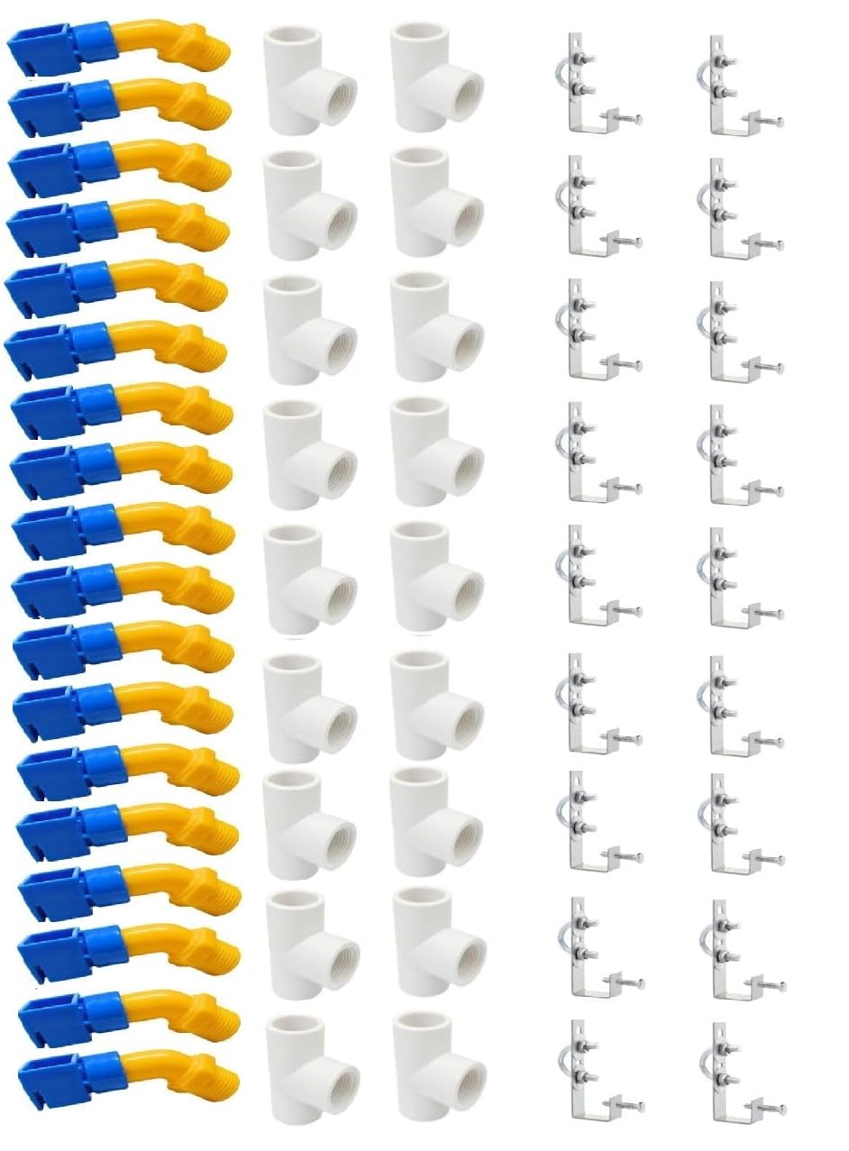 Solar Panel Maintenance Sprinkler System Kit – 1/2 Inch PVC Nozzles, UPVC Tee Joints & L Type Clamps for Rooftop and Ground Use – 54 Pcs (Set-18)-image-20