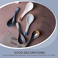 Vista 2 de DOITOOL 5 cucharas de arroz de cerámica, elegante diseño suave, mango cómodo, vajilla decorativa para uso doméstico, fácil de limpiar y mantener