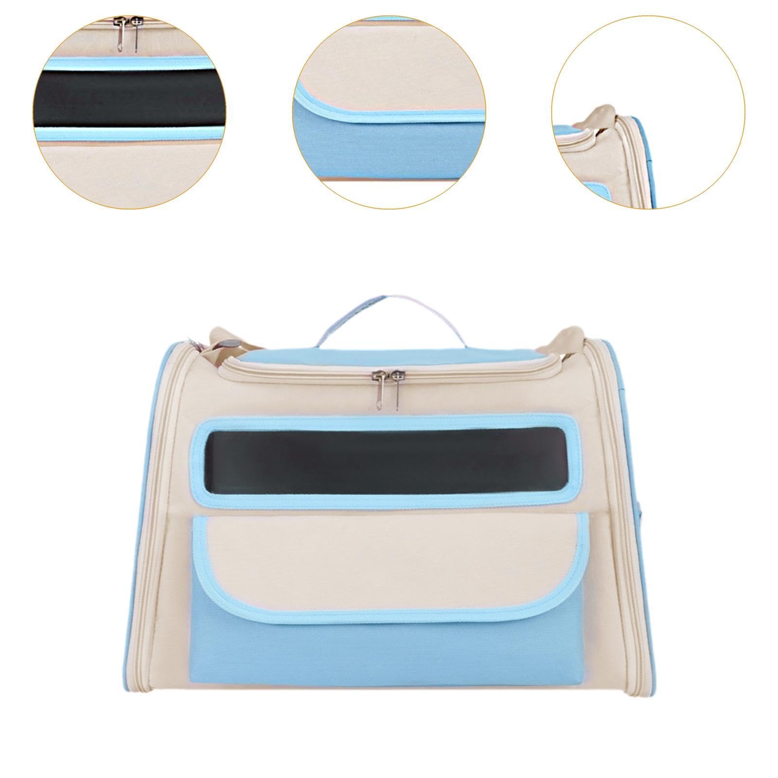 Whtkoph Pet Carrier Backpack,Handbag, Oxford, Clear Window,Travel Bag Carrying Bag for Small Animals Puppy Hiking Traveling Walking, Blue