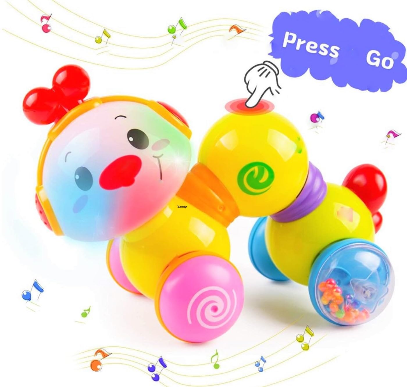 Samip Crawling Toys for Babies 6-12 Months | Crawl Baby Toy with Rattle | Cute Caterpillar Wigglitoy Press & Crawl | Musical Crawling Toy with Light Up | Press and Go Infant Baby Toys (B0CF57P534) Amazon Price History, Amazon Price Tracker