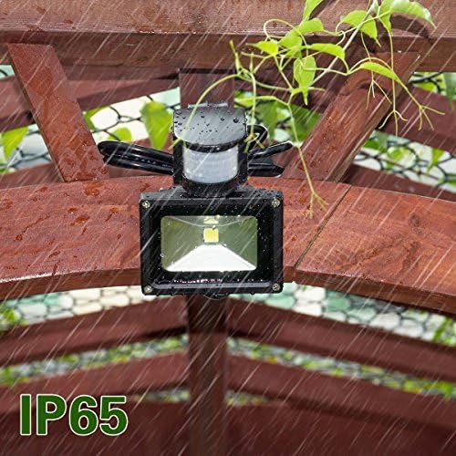 Warmoon LED Motion Sensor Flood Light 10W Outdoor IP65 Waterproof 6500K Daylight White Security Wall lighting With Sensitive Detector for Entryways, Stairs, Porch, Yard, Garage