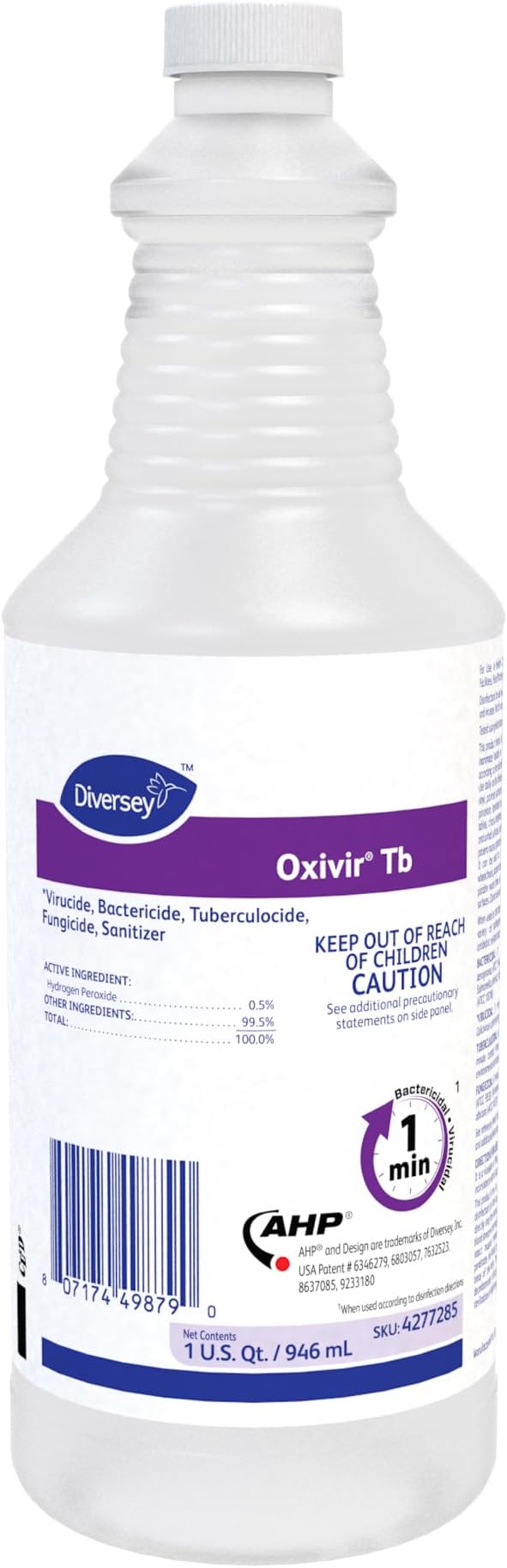 - Diversey 4277285 Tb Ready-to-Use Liquid Hydrogen Peroxide Disinfectant Cleaner, Tuberculocidal Multi-Surface Spray, 32 oz Bottle (No Sprayer)